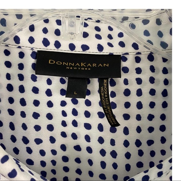 Donna Karan New York  Blouse Polka Dot Button Down Shirt - Picture 9 of 11